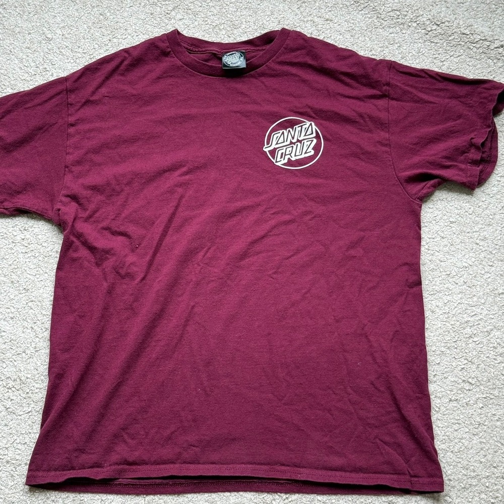 Santa Cruz Skateboards Mens Large Burgundy Maroon Classic Dot Logo T-Shirt